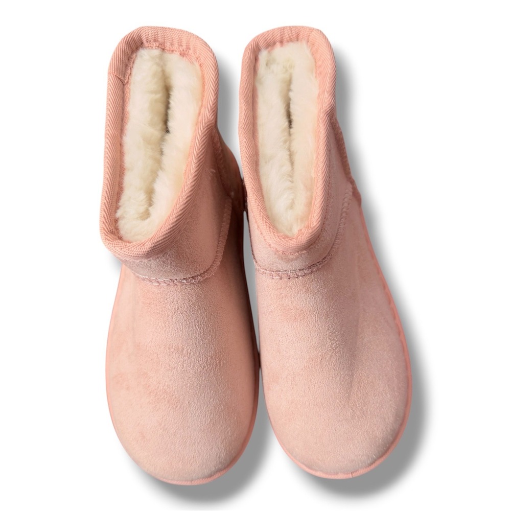 HQX BEST Kids Pink Faux Suede Shearling Lined Winter Ankle Boots Sz 13 - Picture 7 of 9